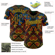 Load image into Gallery viewer, Custom Black Green Yellow Red-Blue 3D Pattern Design Black History Month African Ethnicity Style Abstract Geometric Authentic Baseball Jersey