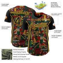 Load image into Gallery viewer, Custom Black Yellow Green-Red 3D Pattern Design Black History Month African Ethnicity Style Abstract Geometric Authentic Baseball Jersey