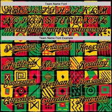 Load image into Gallery viewer, Custom Black Gold Green-Red 3D Pattern Design Black History Month African Ethnicity Style Abstract Geometric Authentic Baseball Jersey