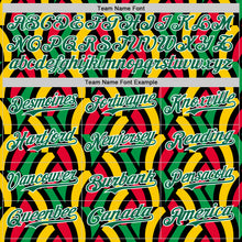Load image into Gallery viewer, Custom Black Kelly Green Red Yellow-White 3D Pattern Design Black History Month African Ethnicity Style Abstract Geometric Authentic Baseball Jersey
