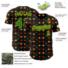 Load image into Gallery viewer, Custom Black Grass Green Gold-Red 3D Pattern Design Black History Month African Ethnicity Style Abstract Geometric Authentic Baseball Jersey