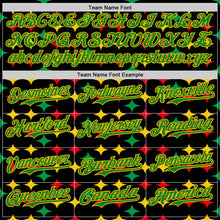Load image into Gallery viewer, Custom Black Grass Green Gold-Red 3D Pattern Design Black History Month African Ethnicity Style Abstract Geometric Authentic Baseball Jersey