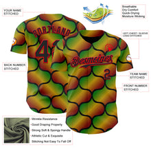 Load image into Gallery viewer, Custom Black Fire Red Green-Yellow 3D Pattern Design Black History Month Gradient African Ethnicity Style Authentic Baseball Jersey