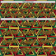 Load image into Gallery viewer, Custom Black Yellow Green-Red 3D Pattern Design Black History Month African Ethnicity Style Abstract Geometric Authentic Baseball Jersey