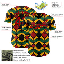 Load image into Gallery viewer, Custom Black Red Yellow-Green 3D Pattern Design Black History Month African Ethnicity Style Abstract Geometric Authentic Baseball Jersey