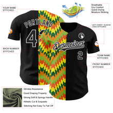 Load image into Gallery viewer, Custom Black Yellow Green Red-Orange 3D Pattern Design Black History Month African Ethnicity Style Abstract Geometric Authentic Baseball Jersey