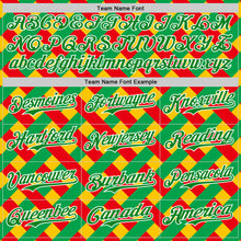 Load image into Gallery viewer, Custom Gold Grass Green Red-White 3D Pattern Design Black History Month African Ethnicity Style Abstract Geometric Authentic Baseball Jersey