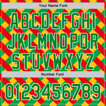 Load image into Gallery viewer, Custom Gold Grass Green Red-White 3D Pattern Design Black History Month African Ethnicity Style Abstract Geometric Authentic Baseball Jersey