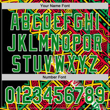 Load image into Gallery viewer, Custom Black Kelly Green Red Yellow-White 3D Pattern Design Black History Month African Ethnicity Style Abstract Geometric Authentic Baseball Jersey