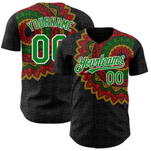 Load image into Gallery viewer, Custom Black Grass Green Red Yellow-White 3D Pattern Design Black History Month African Ethnicity Style Authentic Baseball Jersey
