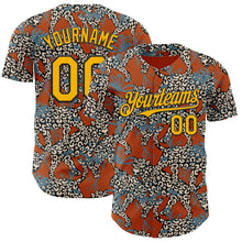 Load image into Gallery viewer, Custom Texas Orange Gold-Black 3D Pattern Design Black History Month Animal Leopard Authentic Baseball Jersey