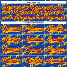 Charger l'image dans la galerie, Custom Thunder Blue Gold-Red 3D Pattern Lightning Hockey Lace Neck Jersey