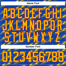 Charger l'image dans la galerie, Custom Thunder Blue Gold-Red 3D Pattern Lightning Hockey Lace Neck Jersey