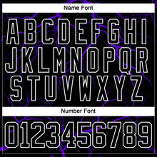 Laden Sie das Bild in den Galerie-Viewer, Custom Black Purple-White 3D Pattern Lightning Hockey Lace Neck Jersey