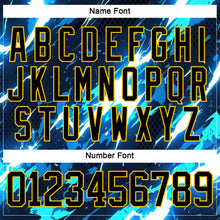 Загрузить изображение в средство просмотра галереи, Custom Black Blue Yellow-White 3D Pattern Lightning Hockey Lace Neck Jersey