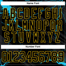 Charger l'image dans la galerie, Custom Black Blue-Yellow 3D Pattern Lightning Hockey Lace Neck Jersey