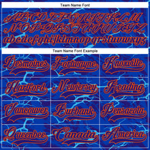 Laden Sie das Bild in den Galerie-Viewer, Custom Dark Purple Blue-Orange 3D Pattern Lightning Hockey Lace Neck Jersey