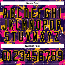 Charger l'image dans la galerie, Custom Purple Black Pink-Yellow 3D Pattern Lightning Hockey Lace Neck Jersey