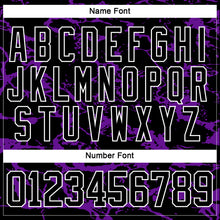 Charger l'image dans la galerie, Custom Black Purple-White 3D Pattern Lightning Hockey Lace Neck Jersey