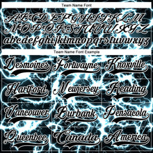 Charger l'image dans la galerie, Custom Black Blue-White 3D Pattern Lightning Hockey Lace Neck Jersey