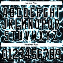 Charger l'image dans la galerie, Custom Black Blue-White 3D Pattern Lightning Hockey Lace Neck Jersey