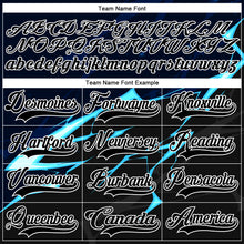 Charger l'image dans la galerie, Custom Black Blue Gray-White 3D Pattern Lightning Hockey Lace Neck Jersey