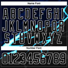 Charger l'image dans la galerie, Custom Black Blue Gray-White 3D Pattern Lightning Hockey Lace Neck Jersey