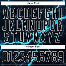 Charger l'image dans la galerie, Custom Black Blue-White 3D Pattern Lightning Hockey Lace Neck Jersey