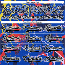 Load image into Gallery viewer, Custom Thunder Blue Black Red Yellow-White 3D Pattern Lightning Hockey Lace Neck Jersey