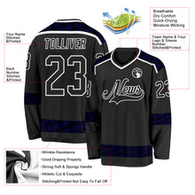 Charger l'image dans la galerie, Custom Black Blue-White 3D Pattern Plaid Hockey Jersey