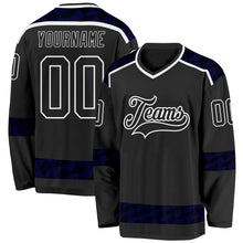 Charger l'image dans la galerie, Custom Black Blue-White 3D Pattern Plaid Hockey Jersey