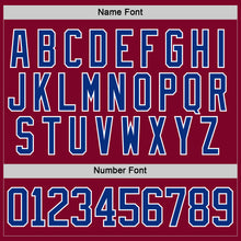 Load image into Gallery viewer, Custom Maroon Royal Orange Black-White 3D Pattern Plaid Hockey Jersey