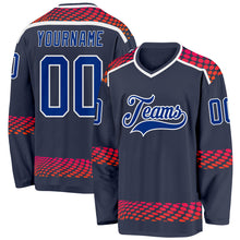 Загрузить изображение в средство просмотра галереи, Custom Navy Royal Red-White 3D Pattern Round Hockey Jersey