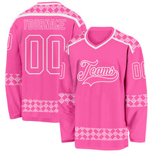 Charger l'image dans la galerie, Custom Pink White 3D Pattern Plaid Hockey Jersey
