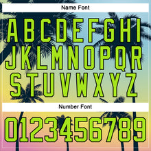 Charger l'image dans la galerie, Custom Medium Pink Neon Green Yellow-Black 3D Pattern Gradient Hawaii Tropical Palm Trees Hockey Lace Neck Jersey