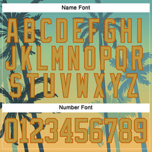 Charger l'image dans la galerie, Custom Old Gold Blue-Texas Orange 3D Pattern Gradient Hawaii Tropical Palm Trees Hockey Lace Neck Jersey
