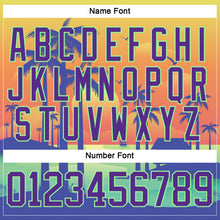 Charger l'image dans la galerie, Custom Purple Yellow-Pea Green 3D Pattern Gradient Hawaii Tropical Palm Trees Hockey Lace Neck Jersey