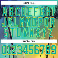 Charger l'image dans la galerie, Custom Aqua Neon Yellow-Pea Green 3D Pattern Gradient Hawaii Tropical Palm Trees Hockey Lace Neck Jersey