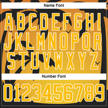 Загрузить изображение в средство просмотра галереи, Custom Gold Black-White 3D Pattern Gradient Hawaii Tropical Palm Trees Hockey Lace Neck Jersey