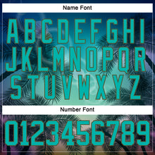 Charger l'image dans la galerie, Custom Aqua Blue Olive-White 3D Pattern Gradient Hawaii Tropical Palm Trees Hockey Lace Neck Jersey