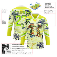 Charger l'image dans la galerie, Custom Neon Yellow Neon Green Dark Purple-White 3D Pattern Hawaii Tropical Palm Trees Hockey Lace Neck Jersey