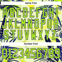 Charger l'image dans la galerie, Custom Neon Yellow Neon Green Dark Purple-White 3D Pattern Hawaii Tropical Palm Trees Hockey Lace Neck Jersey