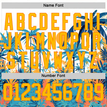 Charger l'image dans la galerie, Custom Shadow Blue Gold Bay Orange-White 3D Pattern Hawaii Tropical Palm Trees Hockey Lace Neck Jersey