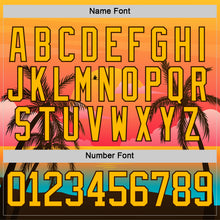 Charger l'image dans la galerie, Custom Orange Gold Blue-Brown 3D Pattern Gradient Hawaii Tropical Palm Trees Hockey Lace Neck Jersey