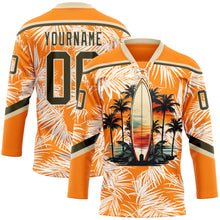 Charger l'image dans la galerie, Custom Bay Orange Olive-Cream 3D Pattern Hawaii Tropical Palm Trees Hockey Lace Neck Jersey