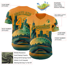 Charger l'image dans la galerie, Custom Yellow Bay Orange-Kelly Green Chicago Illinois Millennium Park Cloud Gate The Bean Landmark City Symbol Authentic Baseball Jersey