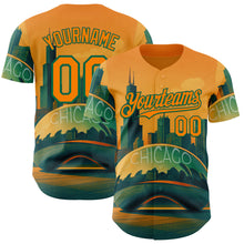 Charger l'image dans la galerie, Custom Yellow Bay Orange-Kelly Green Chicago Illinois Millennium Park Cloud Gate The Bean Landmark City Symbol Authentic Baseball Jersey