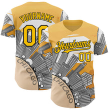 Загрузить изображение в средство просмотра галереи, Custom Yellow Black-White Chicago Illinois Cityscape Landmark City Symbol Authentic Baseball Jersey