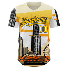 Загрузить изображение в средство просмотра галереи, Custom Yellow Black-White Chicago Illinois Cityscape Landmark City Symbol Authentic Baseball Jersey