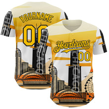 Загрузить изображение в средство просмотра галереи, Custom Yellow Black-White Chicago Illinois Cityscape Landmark City Symbol Authentic Baseball Jersey